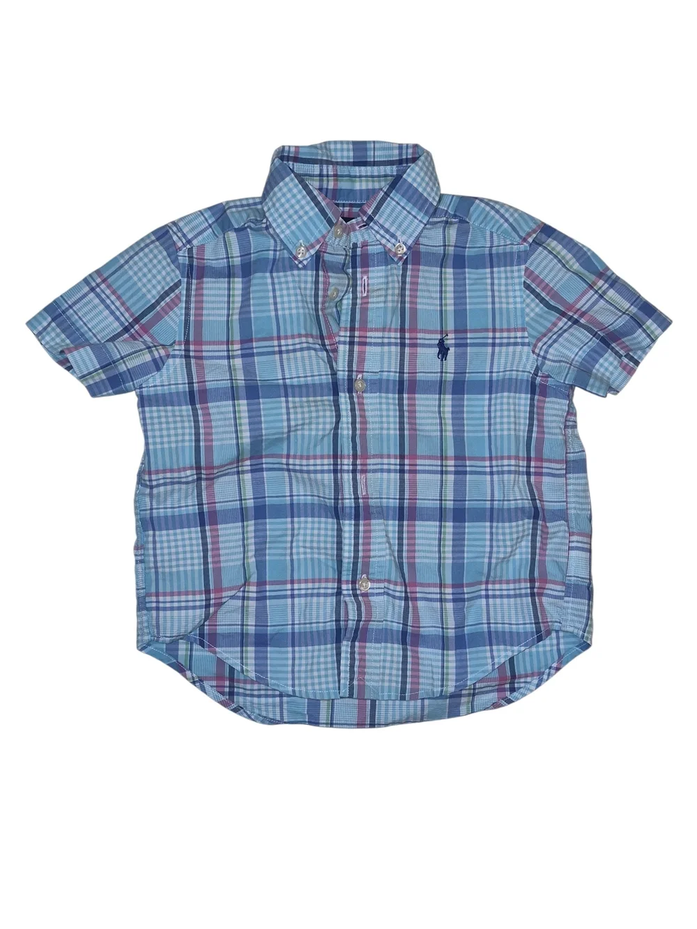 Polo by Ralph Lauren Light Blue Plaid Short-Sleeve Button-Down Shirt Nwot